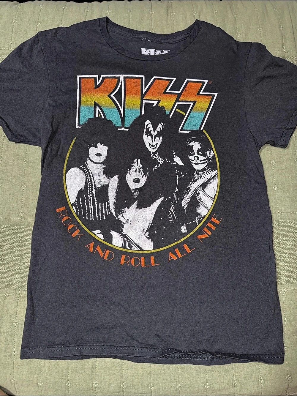 KISS Rock and Roll All Nite Band Portrait T-Shirt Black Small